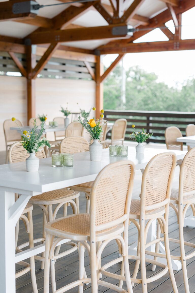 High-top bar seating on the 128 South rooftop