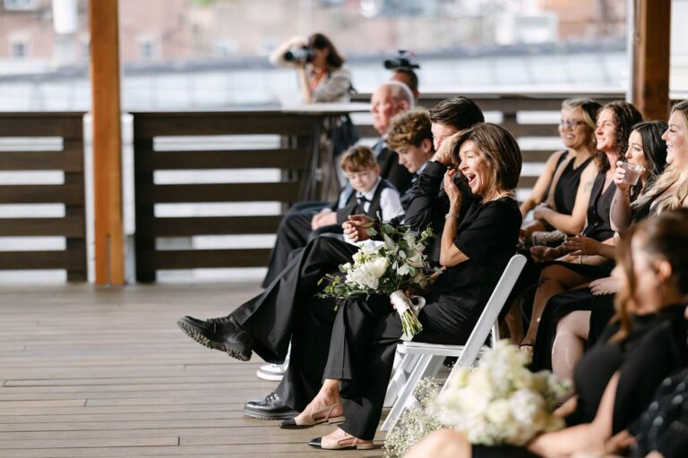 Guests during a rooftop ceremony at 128 South