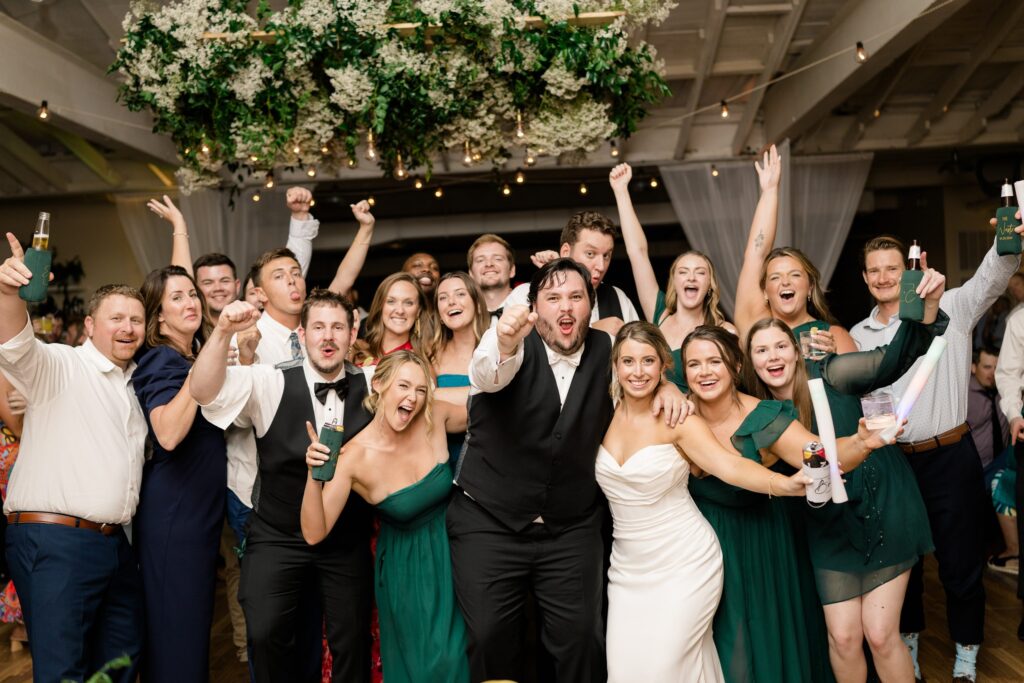 Guests celebrating on the dance floor at Bakery 105