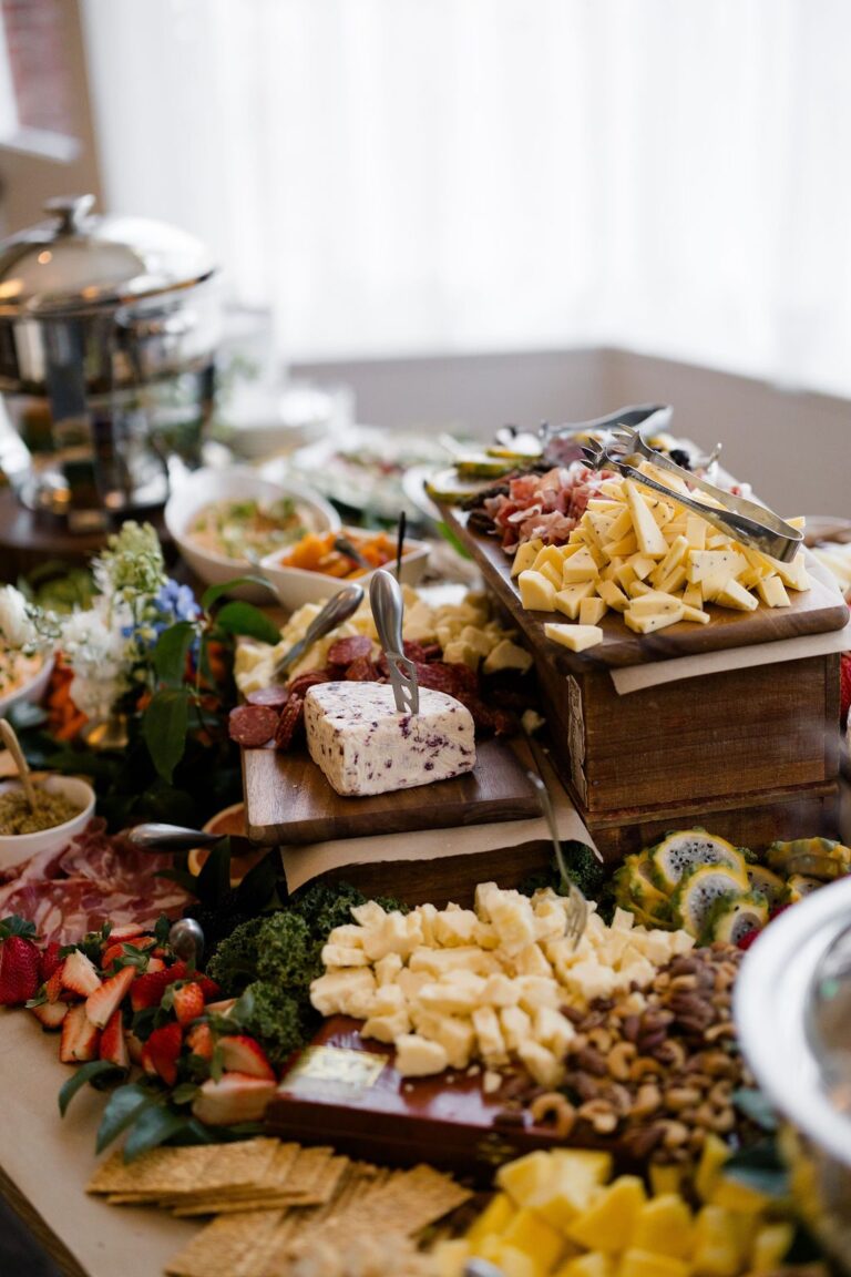 Charcuterie and cheese display by 128 South Catering