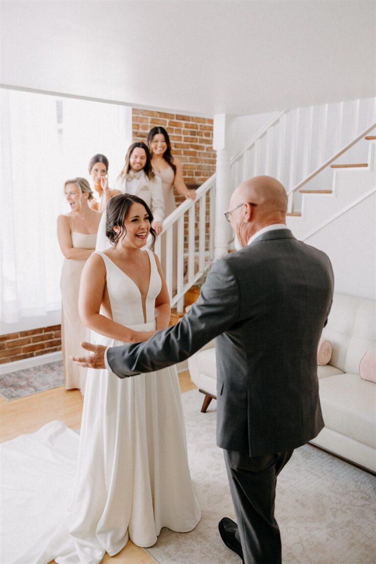 Father greeting the bride in The Loft