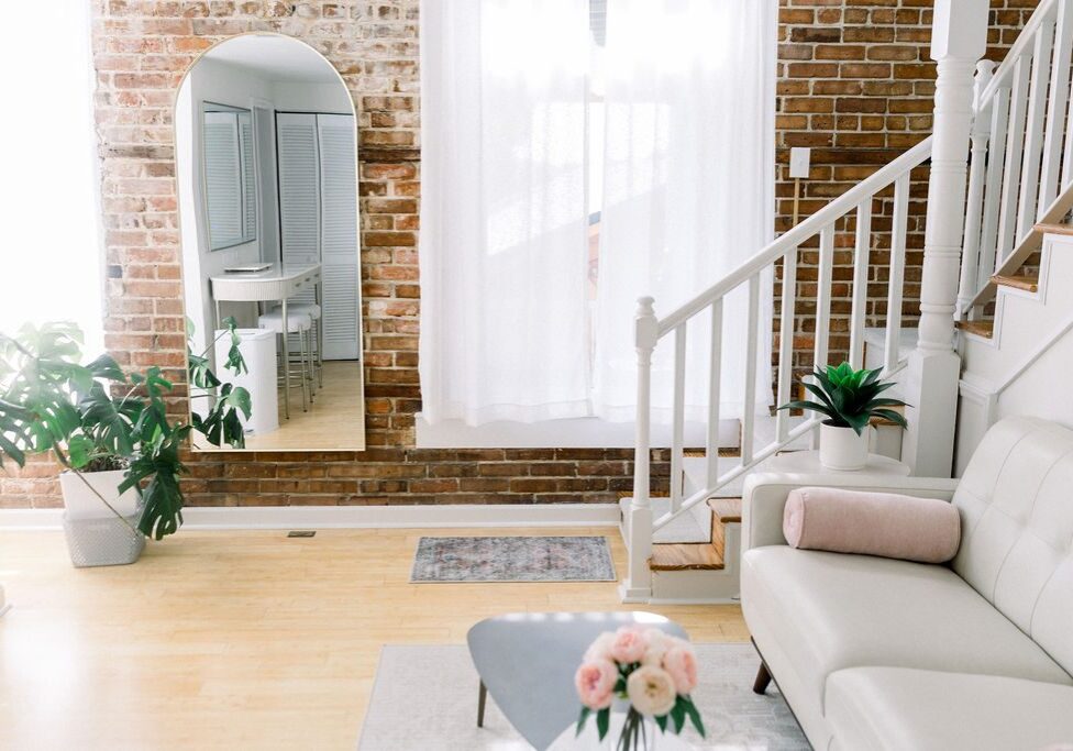 Living area and staircase in The Loft